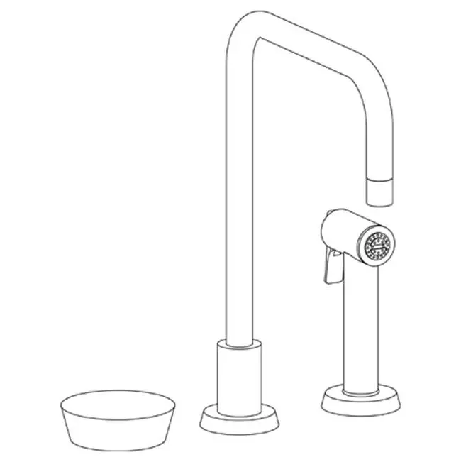 Deck Mounted 3 Hole Square Top Kitchen Set - Includes Side Spray