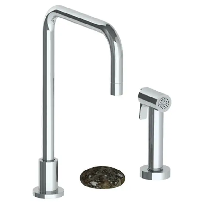 Deck Mounted 3 Hole Square Top Kitchen Set - Includes Side Spray