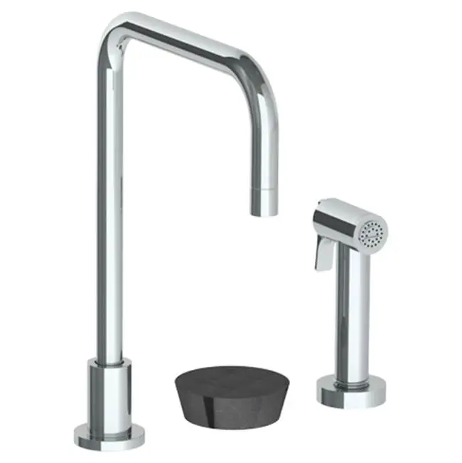 Deck Mounted 3 Hole Square Top Kitchen Set - Includes Side Spray
