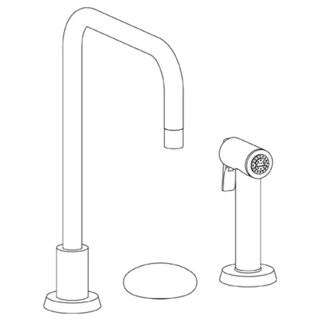 Deck Mounted 3 Hole Square Top Kitchen Set - Includes Side Spray