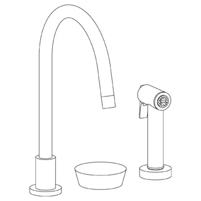 Deck Mounted 3 Hole Gooseneck Kitchen Set - Includes Side Spray