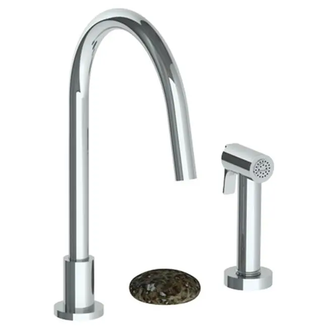 Deck Mounted 3 Hole Gooseneck Kitchen Set - Includes Side Spray