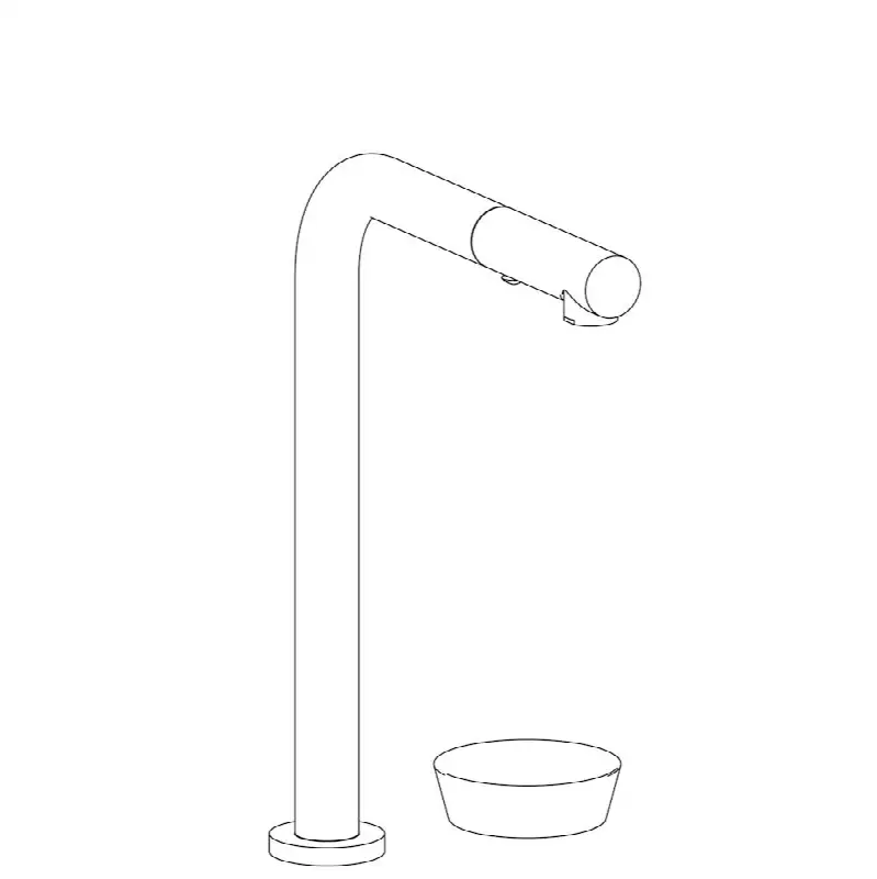 Deck Mounted 2 Hole Square Top Kitchen Faucet with Pull Out Spray