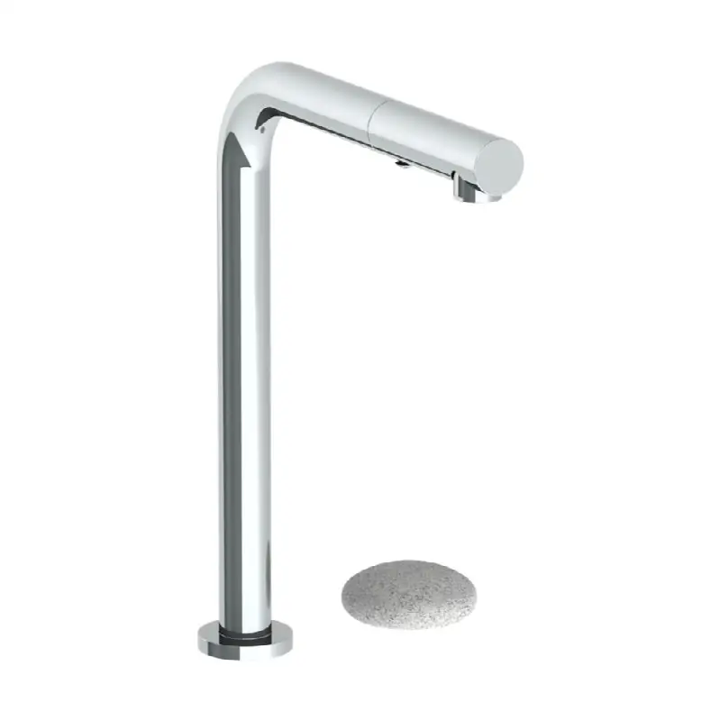 Deck Mounted 2 Hole Square Top Kitchen Faucet with Pull Out Spray