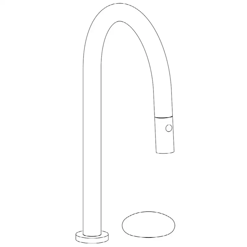 Deck Mounted 2 Hole Gooseneck Kitchen Faucet with Pull Down Spray