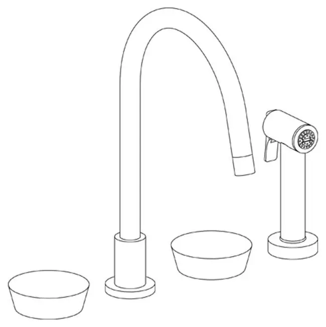 Deck Mounted 4 Hole Gooseneck Kitchen Set - Includes Side Spray