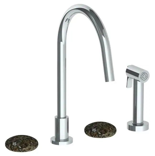 Deck Mounted 4 Hole Gooseneck Kitchen Set - Includes Side Spray