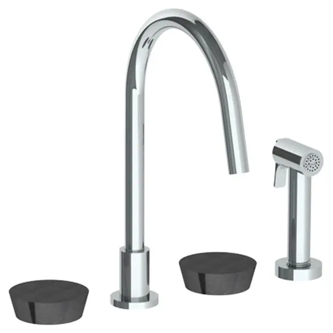 Deck Mounted 4 Hole Gooseneck Kitchen Set - Includes Side Spray