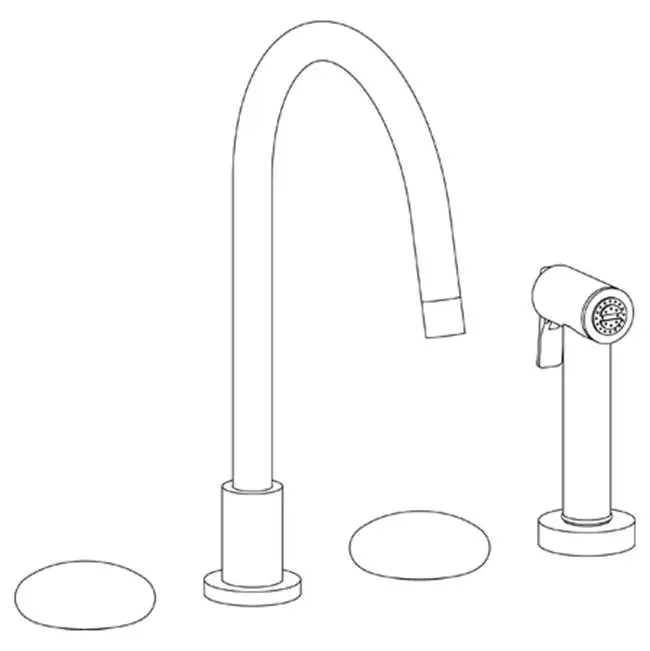 Deck Mounted 4 Hole Gooseneck Kitchen Set - Includes Side Spray