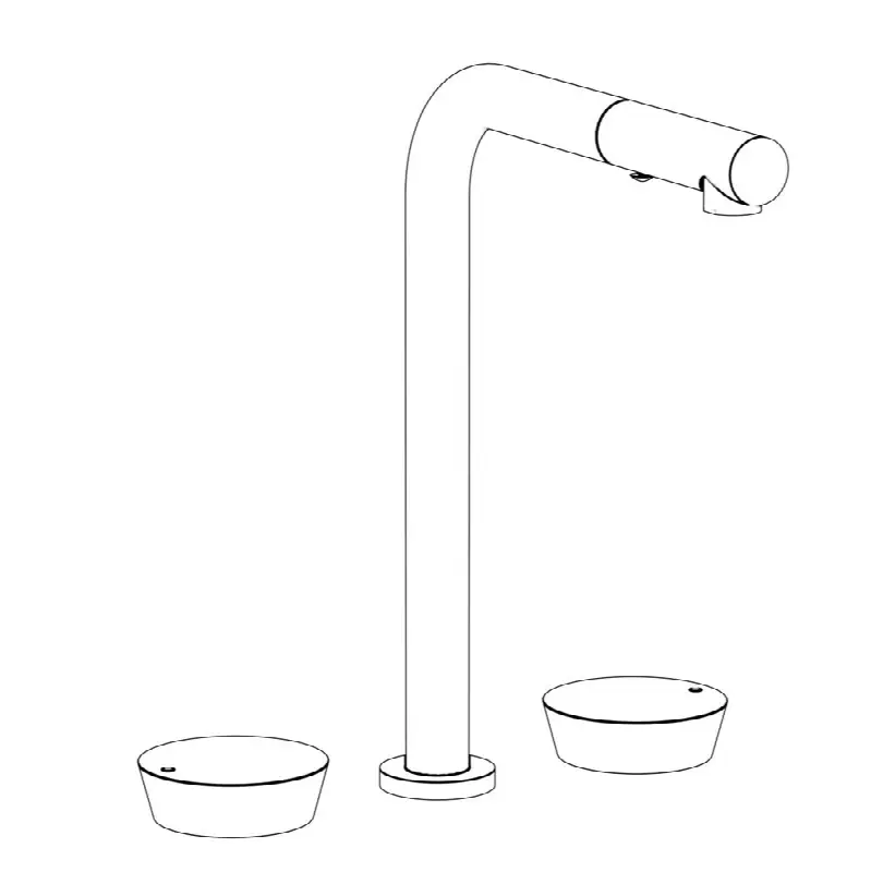Deck Mounted 3 Hole Square Top Kitchen Faucet with Pull Out Spray