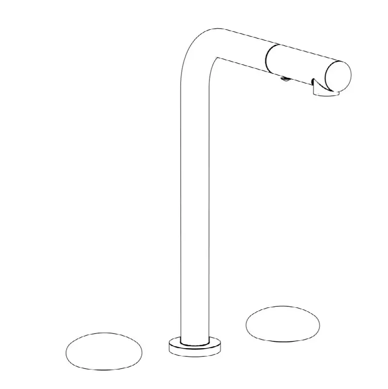 Deck Mounted 3 Hole Square Top Kitchen Faucet with Pull Out Spray