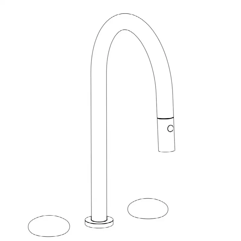 Deck Mounted 3 Hole Gooseneck Top Kitchen Faucet with Pull Down Spray