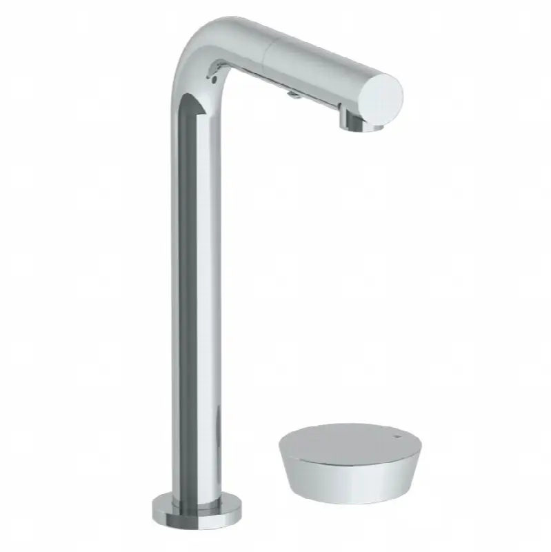 Deck Mounted 2 Hole Square Top Prep Faucet with Pull Out Spray