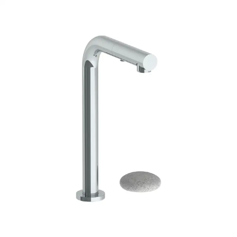 Deck Mounted 2 Hole Square Top Prep Faucet with Pull Out Spray