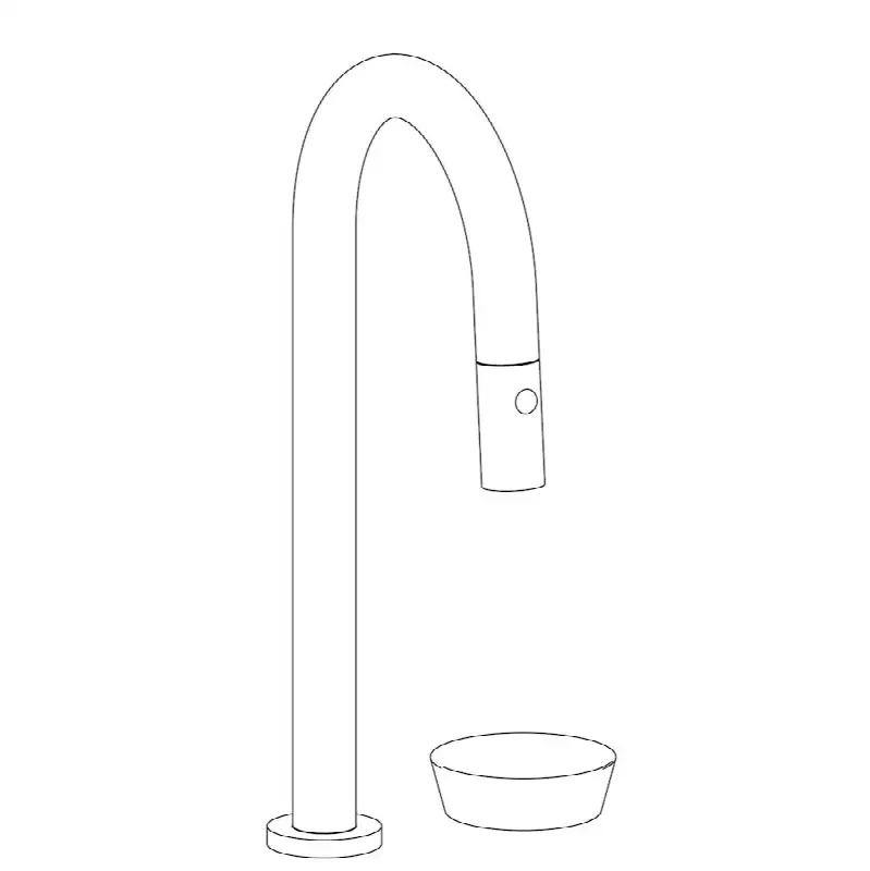 Deck Mounted 2 Hole Gooseneck Prep Faucet with Pull Down Spray
