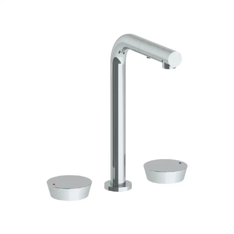 Deck Mounted 3 Hole Square Top Prep Faucet with Pull Out Spray