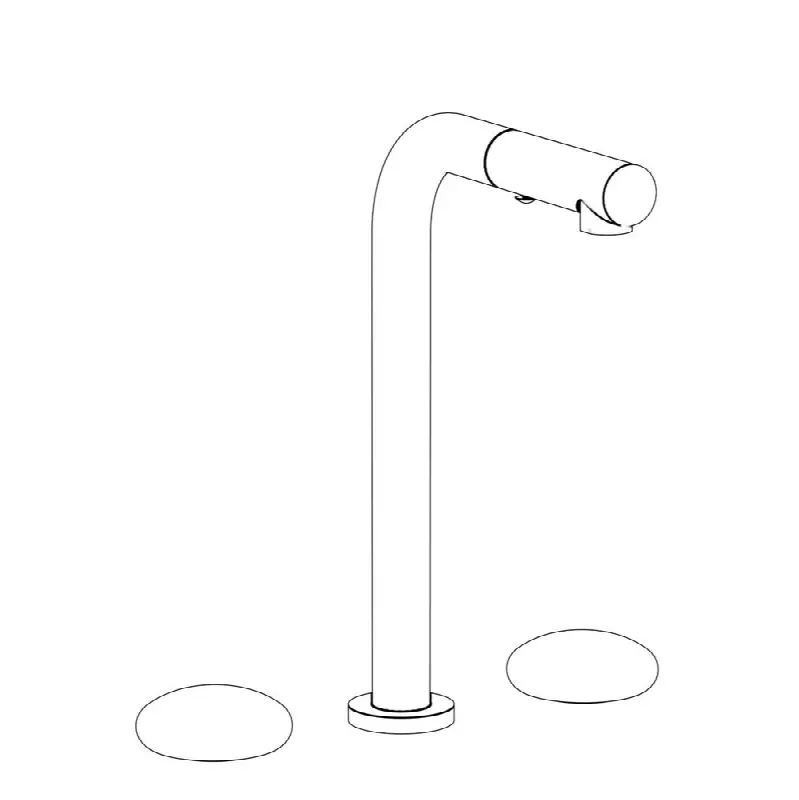 Deck Mounted 3 Hole Square Top Prep Faucet with Pull Out Spray