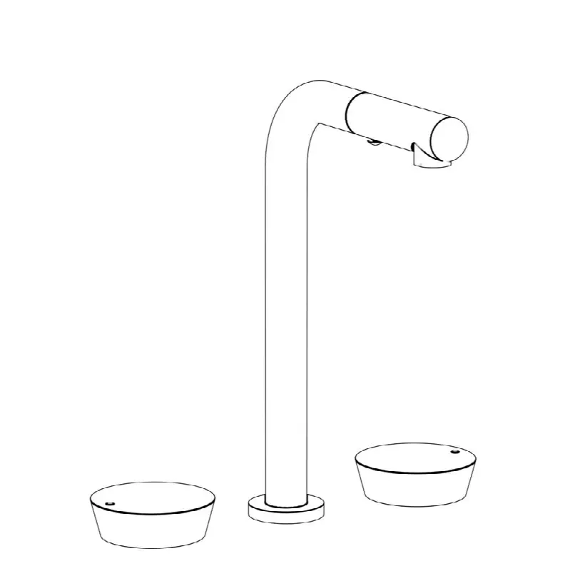 Deck Mounted 3 Hole Square Top Prep Faucet with Pull Out Spray