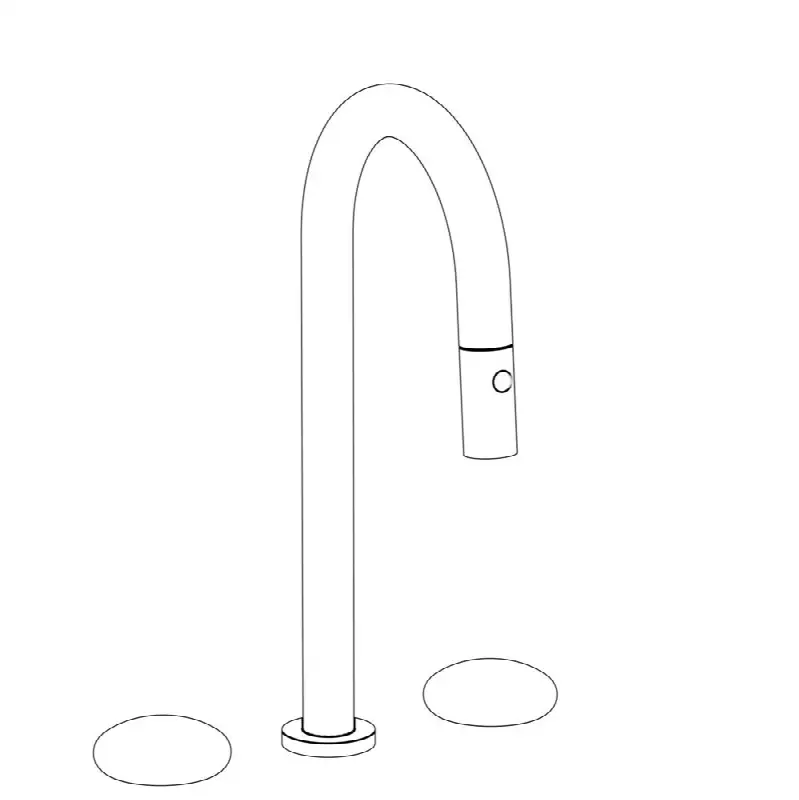 Deck Mounted 3 Hole Gooseneck Prep Faucet with Pull Down Spray