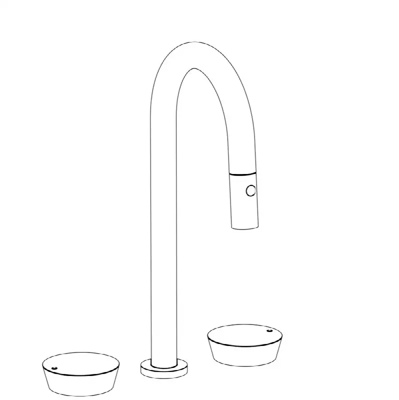 Deck Mounted 3 Hole Gooseneck Prep Faucet with Pull Down Spray