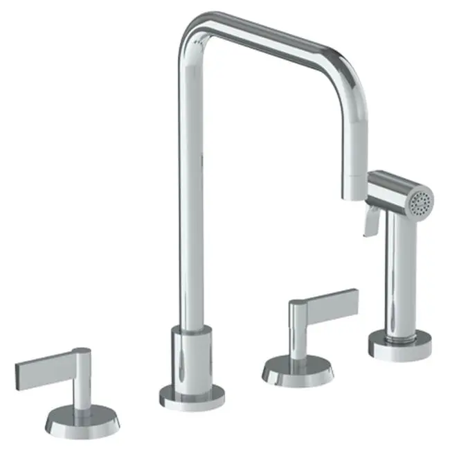 Deck Mounted 4 Hole Square Top Kitchen Set - Includes Side Spray