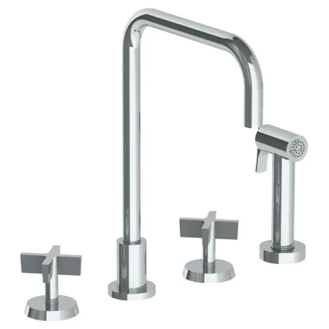 Deck Mounted 4 Hole Square Top Kitchen Set - Includes Side Spray