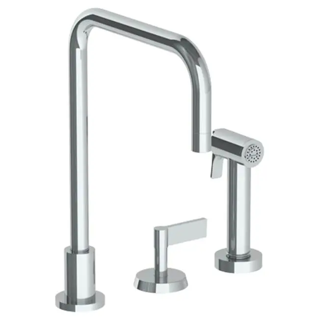 Deck Mounted 3 Hole Square Top Kitchen Set - Includes Side Spray