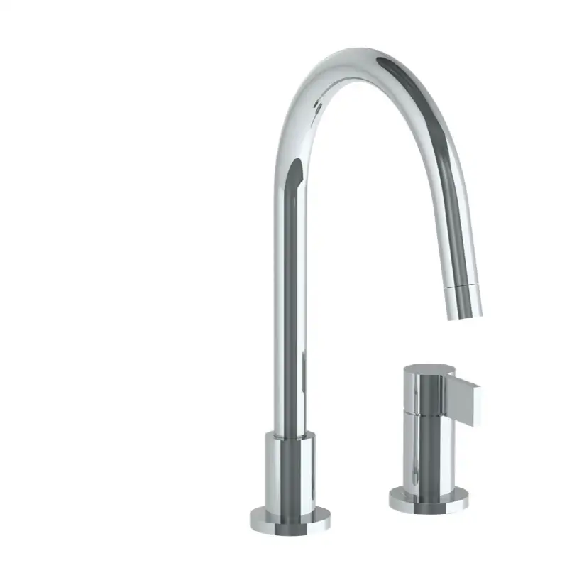 Deck Mounted 2 Hole Gooseneck Kitchen Faucet