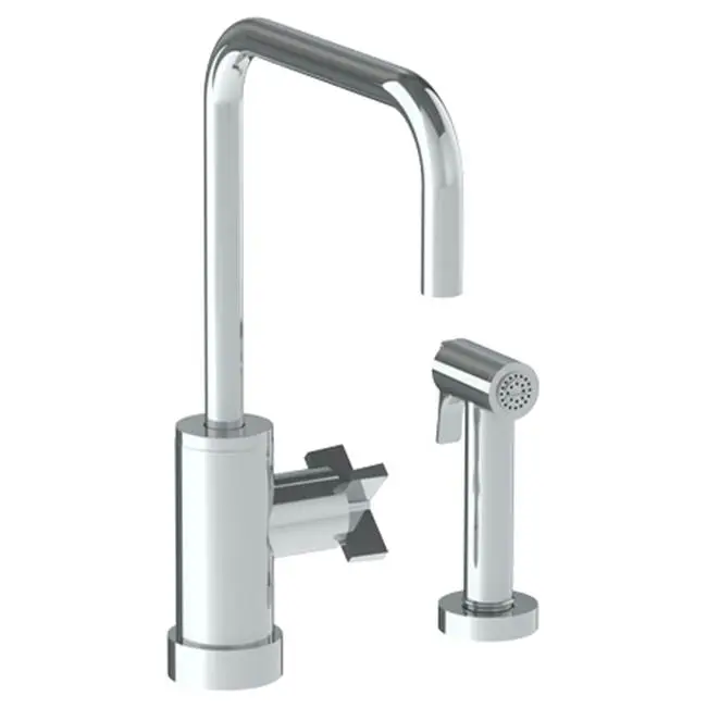 Deck Mounted 2 Hole Square Top Kitchen Set - Includes Side Spray