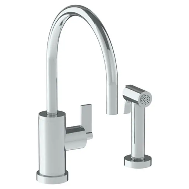Deck Mounted 2 Hole Gooseneck Kitchen Set - Includes Side Spray