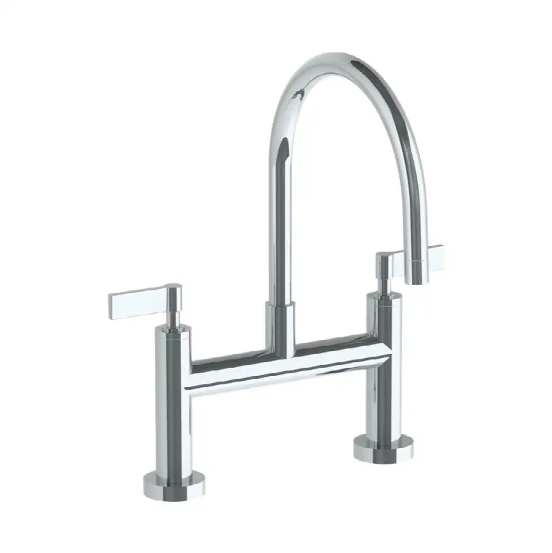 Deck Mounted Bridge Gooseneck Kitchen Faucet
