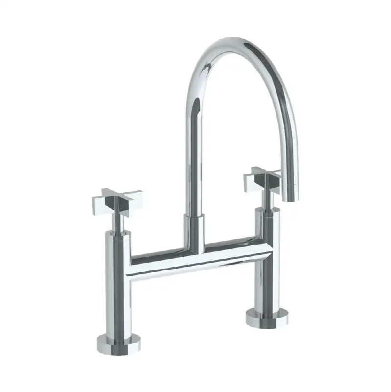 Deck Mounted Bridge Gooseneck Kitchen Faucet