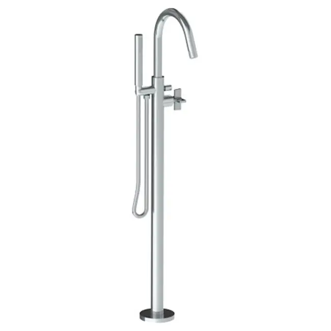 Single Hole Floor Standing Gooseneck Bath set with Hand Shower