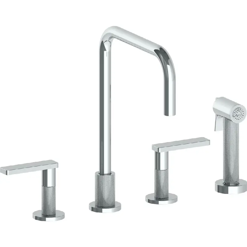 Deck Mounted 4 Hole Square Top Kitchen Set - Includes Side Spray
