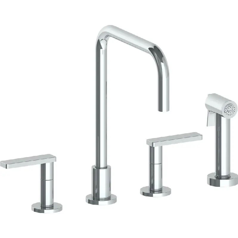 Deck Mounted 4 Hole Square Top Kitchen Set - Includes Side Spray