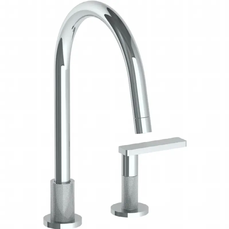 Deck Mounted 2 Hole Gooseneck Kitchen Faucet