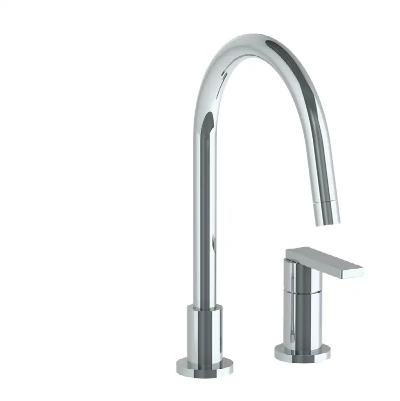 Deck Mounted 2 Hole Gooseneck Kitchen Faucet