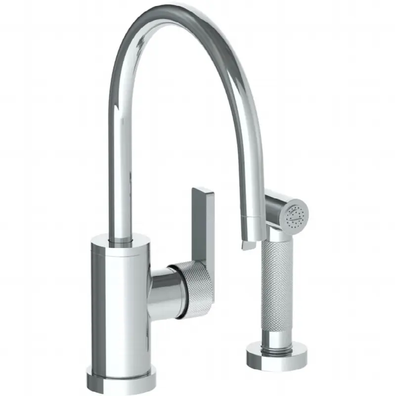 Deck Mounted 2 Hole Gooseneck Kitchen Set - Includes Side Spray