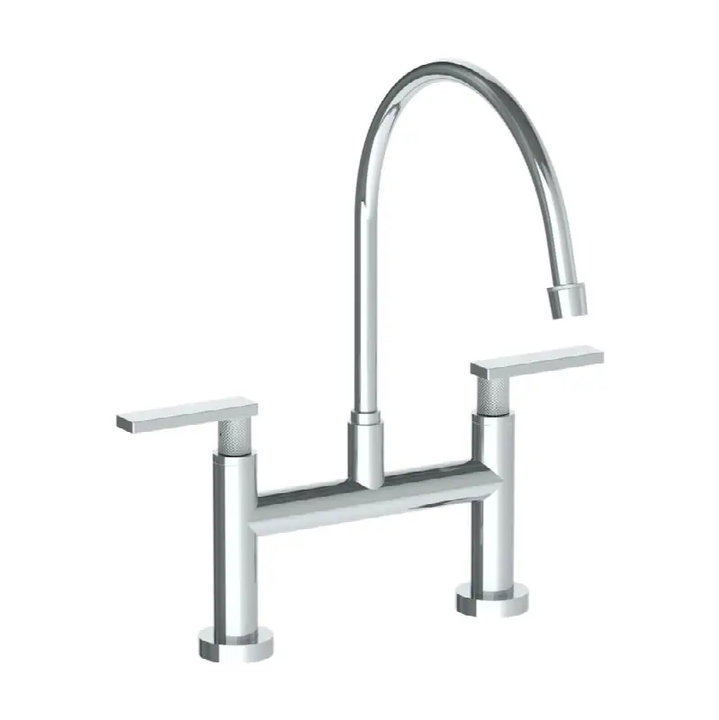 Deck Mounted Bridge Extended Gooseneck Kitchen Faucet