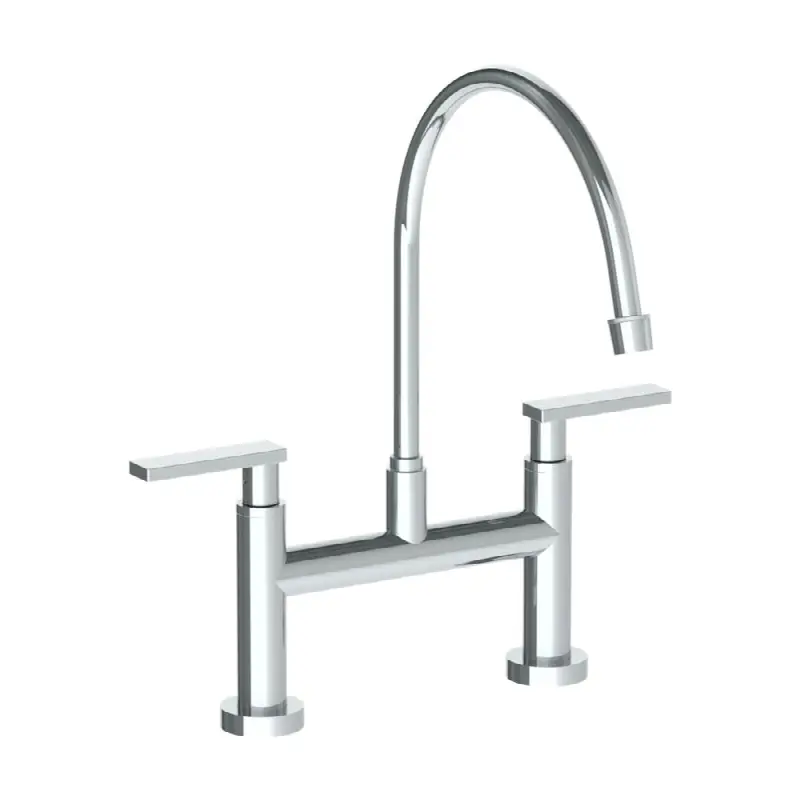 Deck Mounted Bridge Extended Gooseneck Kitchen Faucet