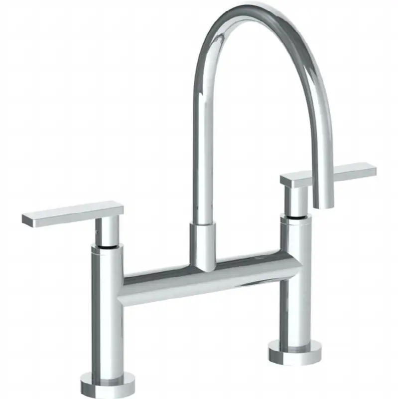 Deck Mounted Bridge Gooseneck Kitchen Faucet