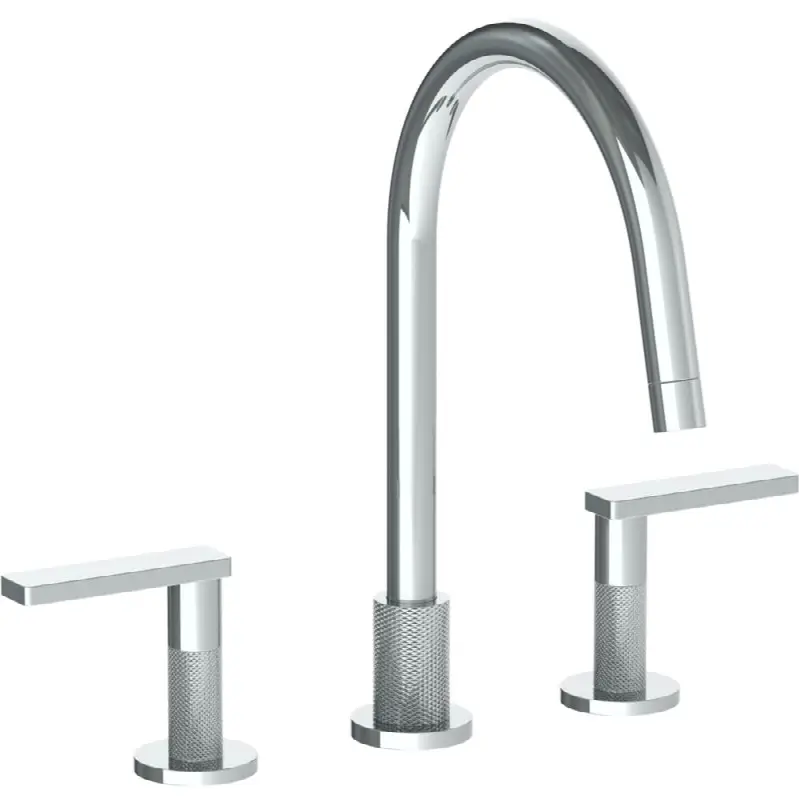 Deck Mounted 3 Hole Gooseneck Kitchen Faucet