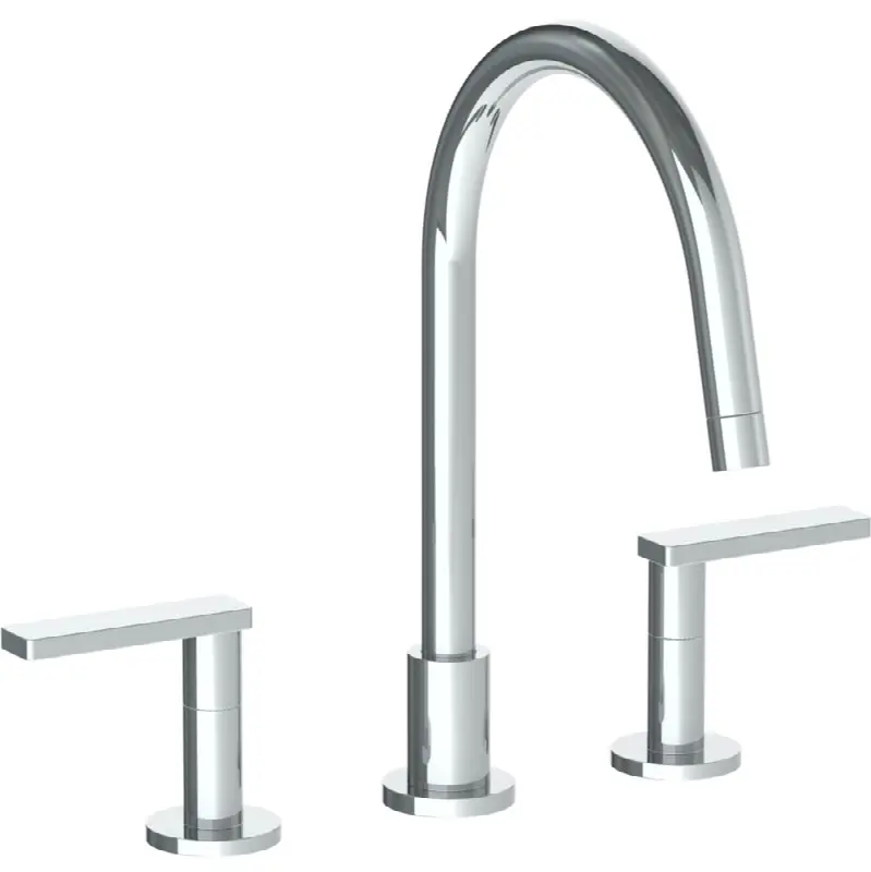 Deck Mounted 3 Hole Gooseneck Kitchen Faucet