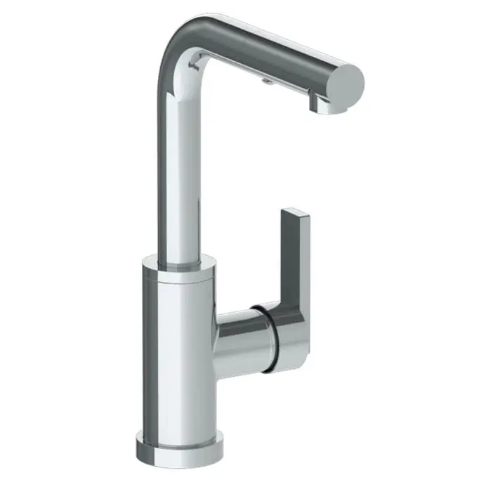 Deck Mounted 1 Hole Square Top Prep Faucet with Pull Out Spray