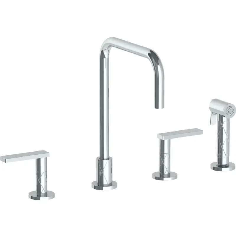 Deck Mounted 4 Hole Square Top Kitchen Set - Includes Side Spray