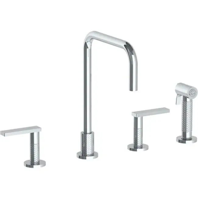 Deck Mounted 4 Hole Square Top Kitchen Set - Includes Side Spray