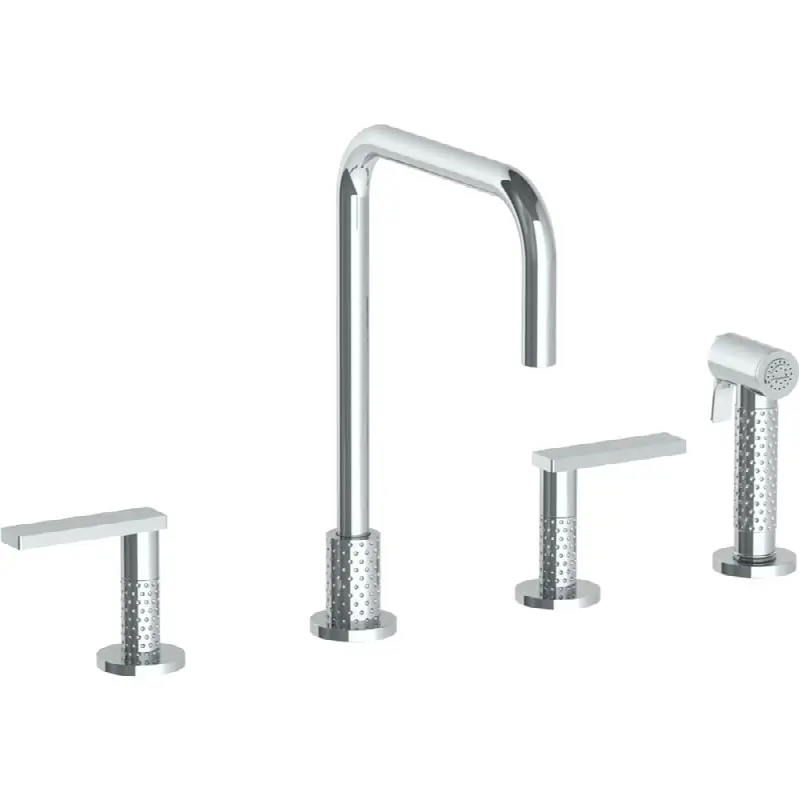 Deck Mounted 4 Hole Square Top Kitchen Set - Includes Side Spray