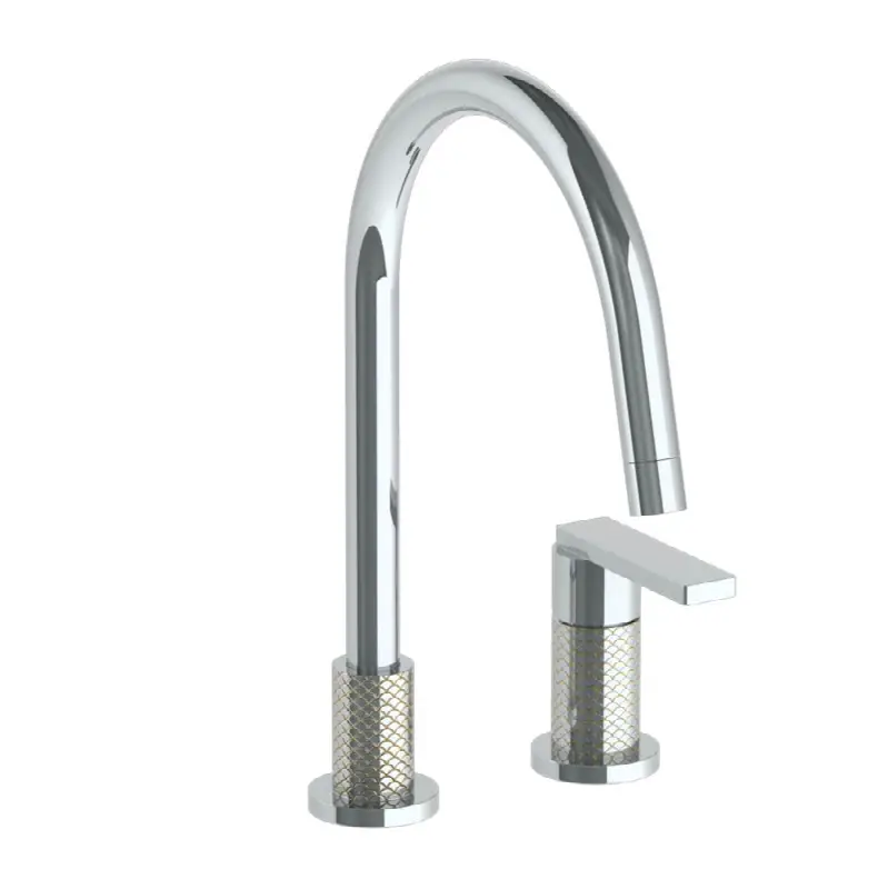 Deck Mounted 2 Hole Gooseneck Kitchen Faucet