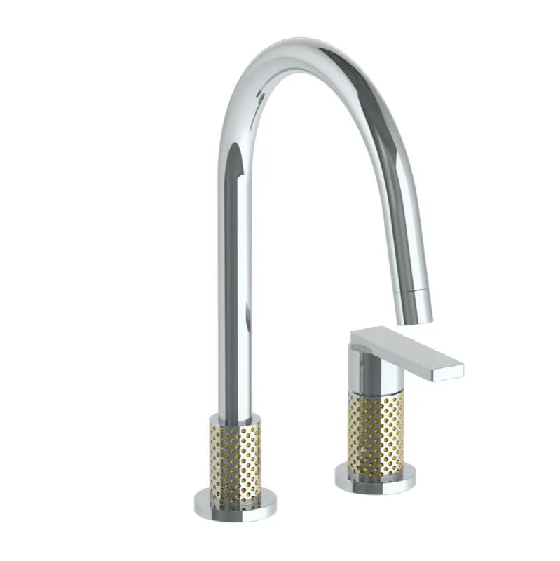 Deck Mounted 2 Hole Gooseneck Kitchen Faucet