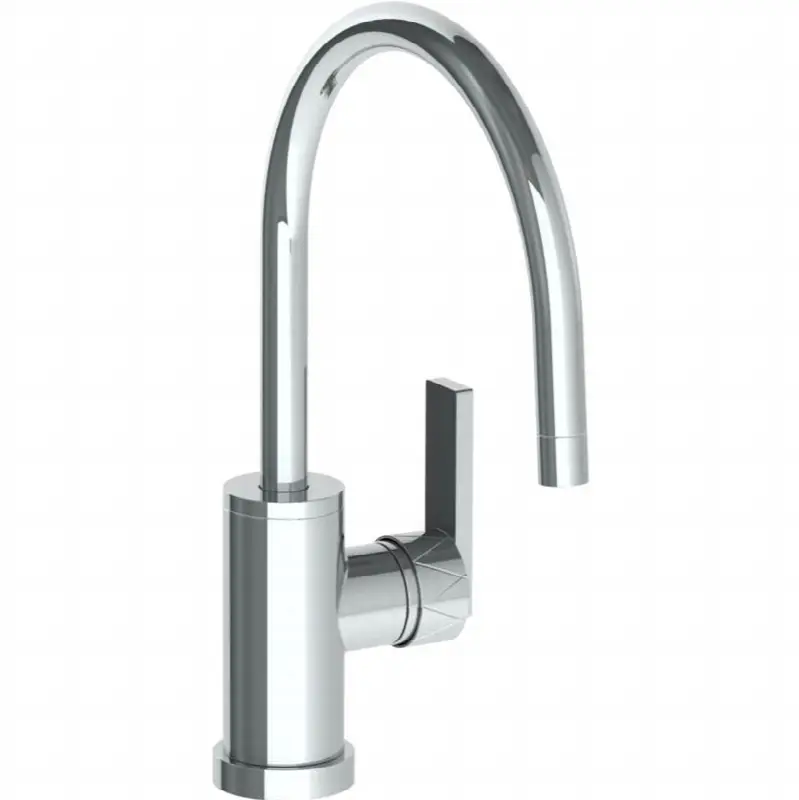 Deck Mounted 1 Hole Gooseneck Kitchen Faucet